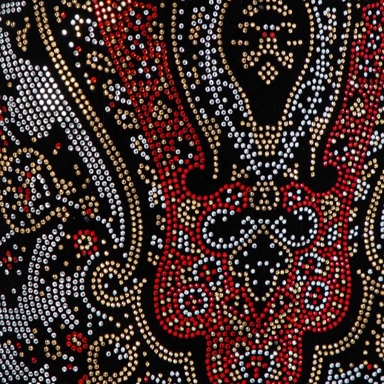 Pre Owned Balmain Black Embellished Velvet Mini Skirt S