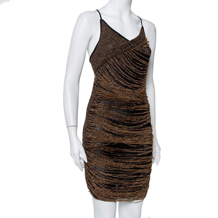 Gold Mesh Detail Sleeveless Mini Dress Balmain | TLC