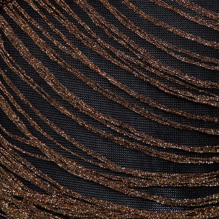 Pre Owned Balmain Gold Mesh Fringe Detail Sleeveless Mini Dress M