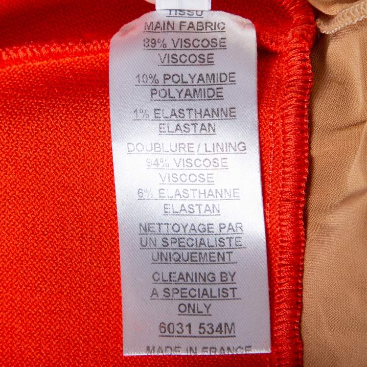 Pre Owned Balmain Orange Knit Ruffled Midi Skirt M