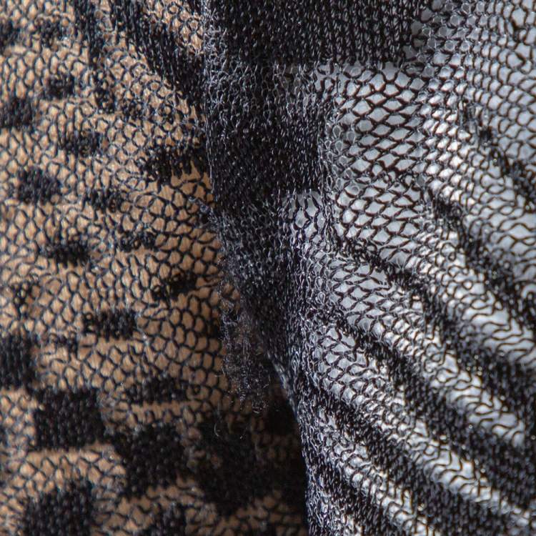 Pre Owned Balmain Black Lace Long Sleeve Sheath Dress M