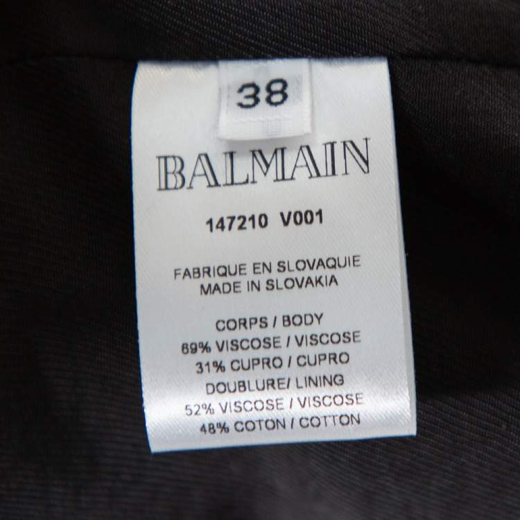 Pre Owned Balmain Navy Blue Velvet Button Front Blazer M