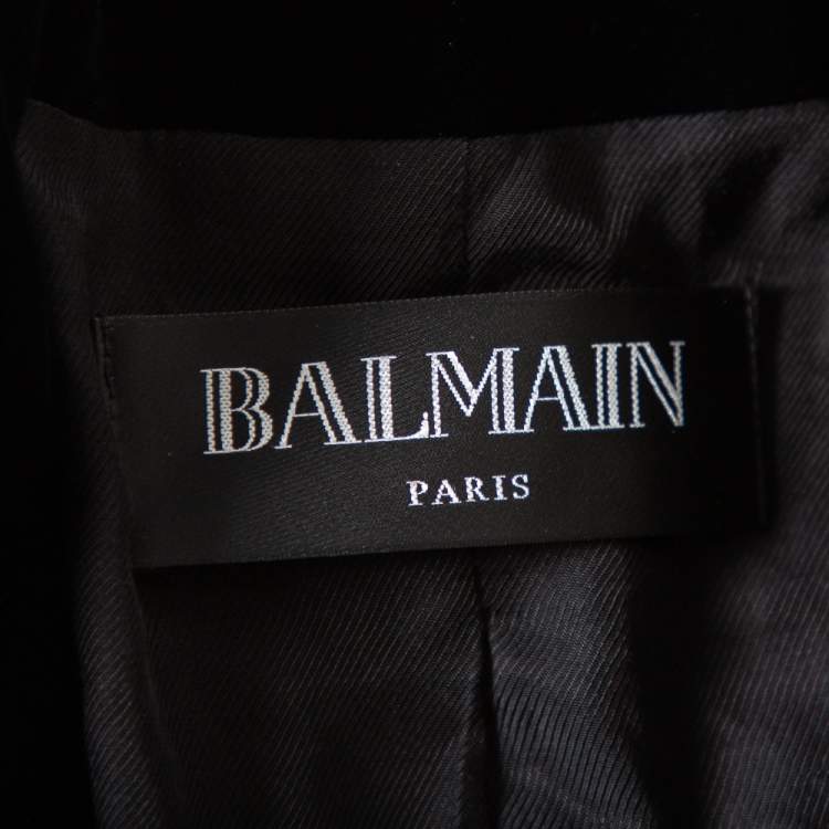 Pre Owned Balmain Navy Blue Velvet Button Front Blazer M