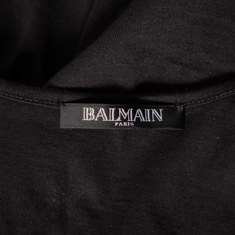 Pre Owned Balmain Black Cotton Logo Printed Tank Top M