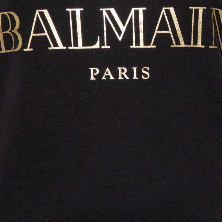 Pre Owned Balmain Black Cotton Logo Printed Tank Top M