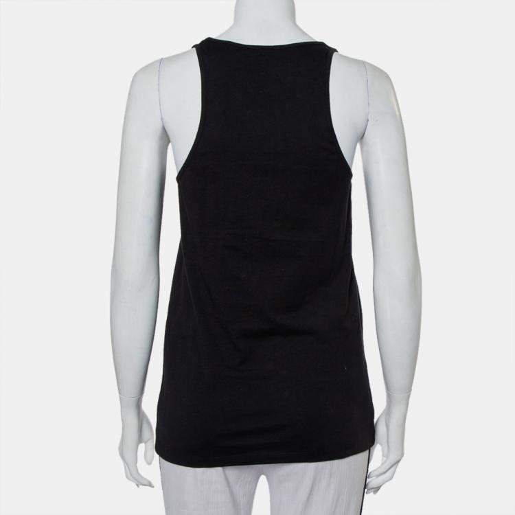 Pre Owned Balmain Black Cotton Logo Printed Tank Top M