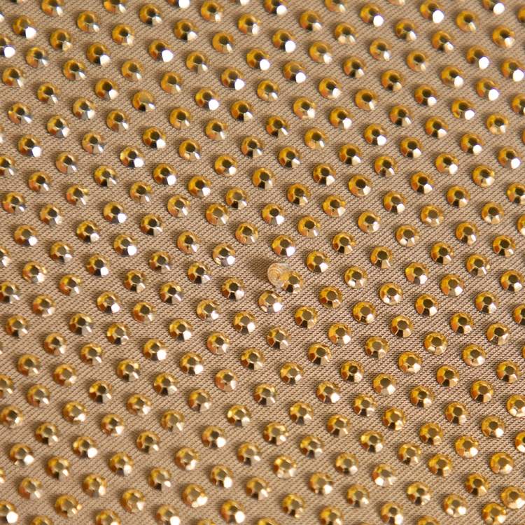 Pre Owned Balmain Gold Rhinestone Embellished Knit V-Neck Oversized Top M