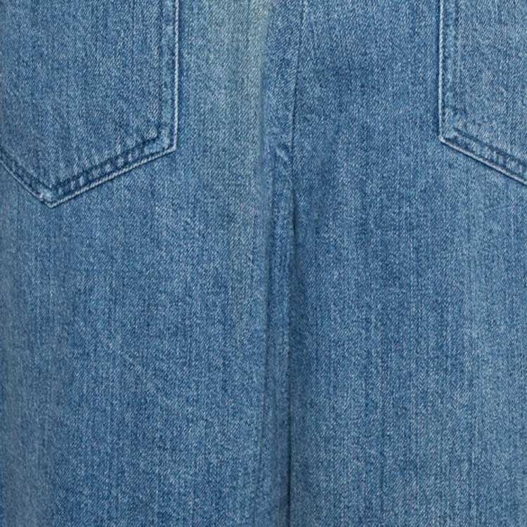 Pre Owned Balmain Blue Denim High Waist Destroyed Jeans M