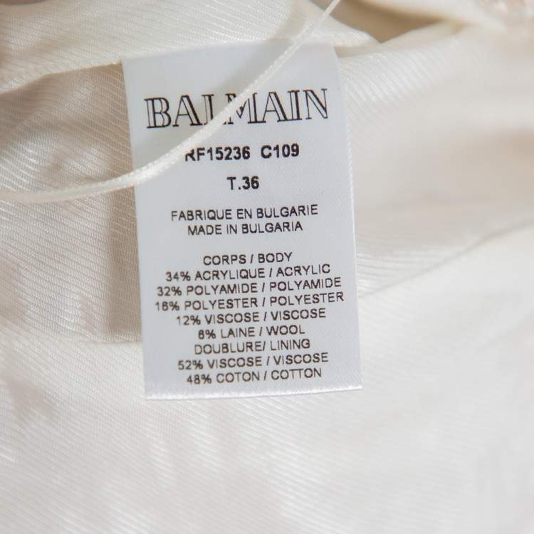 Pre Owned Balmain Cream Tweed Button Detail Shorts S