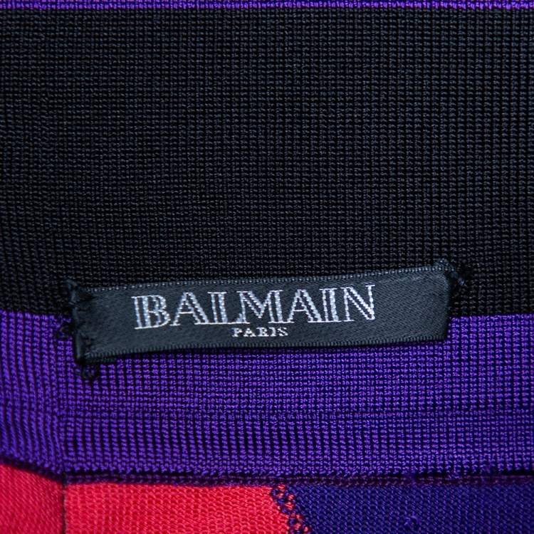 Pre Owned Balmain Colorblock Knit Mini Skirt S