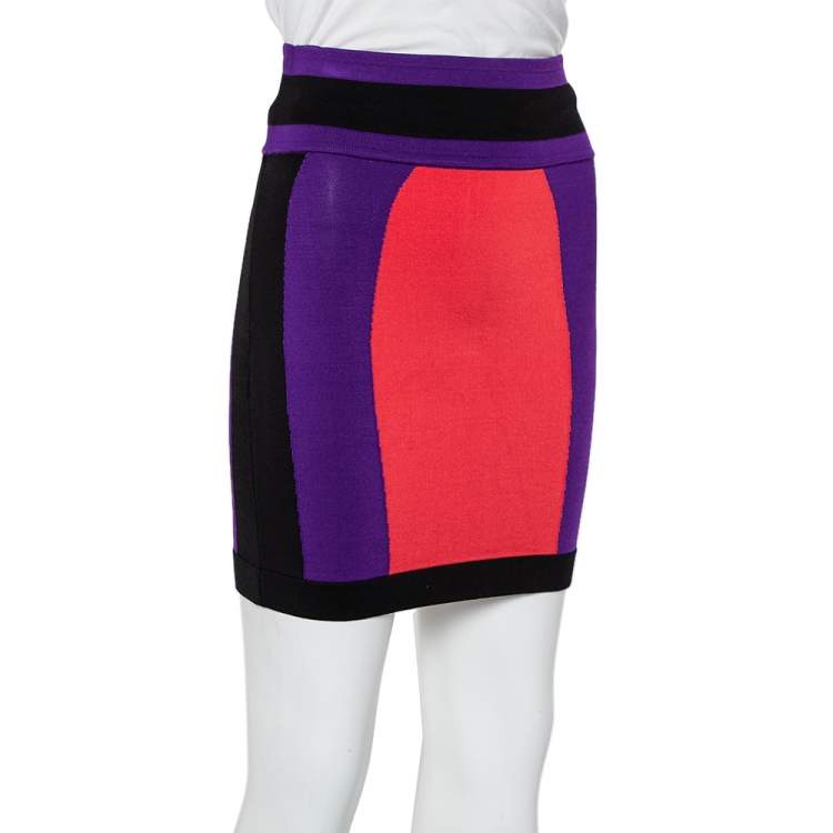 Pre Owned Balmain Colorblock Knit Mini Skirt S