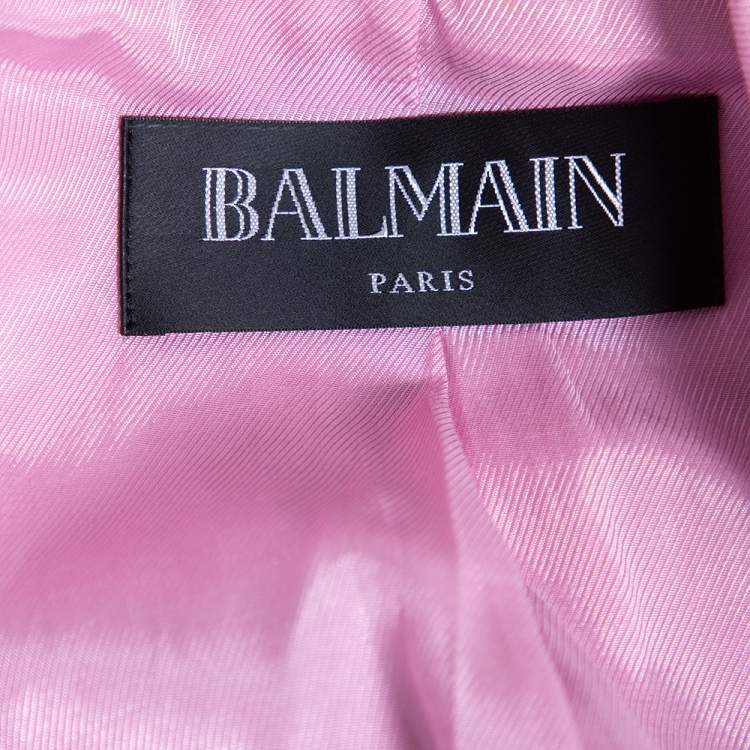 Pre Owned Balmain Rose Layette Wool Double Breasted Blazer S