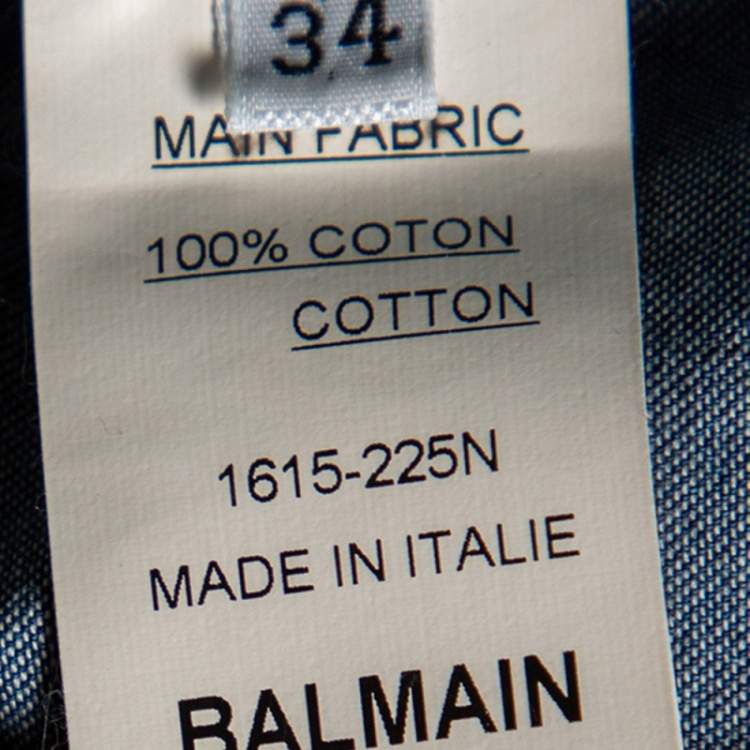 Pre Owned Balmain Blue Faded Effect Denim Pocket Detailed Button Front Sleeveless Shirt S