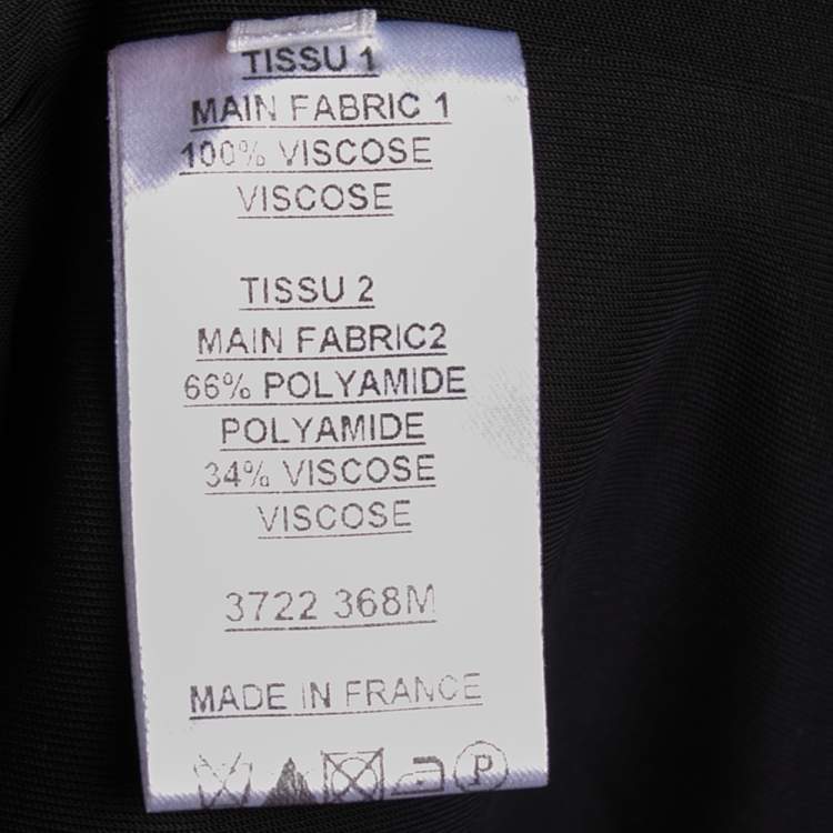 Pre Owned Balmain Black Jersey Polka Dotted Mesh Inset Detail Short Dress M