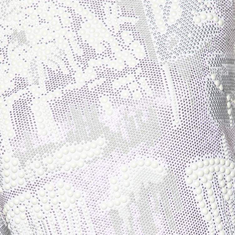 Pre Owned Balmain White Studded Knit Long Sleeve Mini Dress M