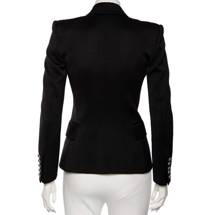 Pre Owned Balmain Black Wool Double Breasted Blazer S