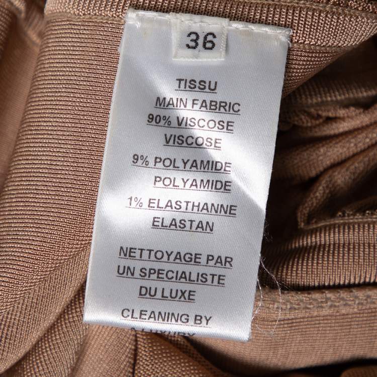 Pre Owned Balmain Beige Stretch Knit Lace-up Detail Ruched Pencil Skirt S