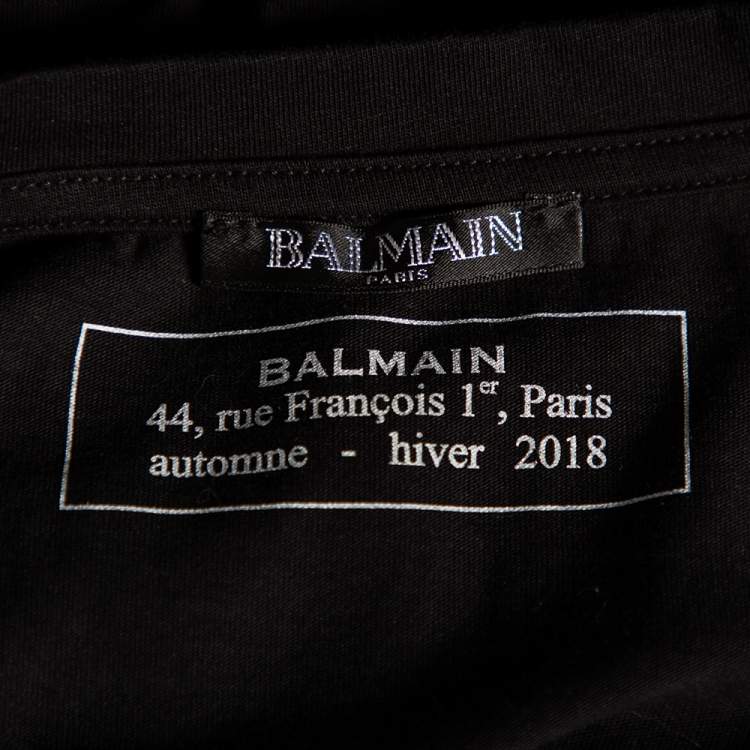 مملوكة مسبقًا Balmain Black Logo Printed Cotton Short Sleeve T-Shirt XL