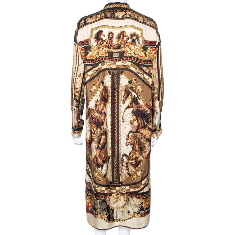 Pre Owned Balmain Multicolored Printed Crepe Button Front Shirt Dress M