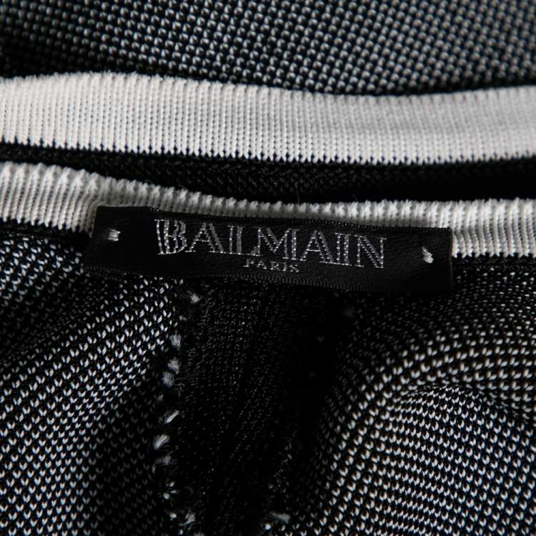 Pre Owned Balmain Black Knit Logo Printed Sleeveless Bodysuit S 