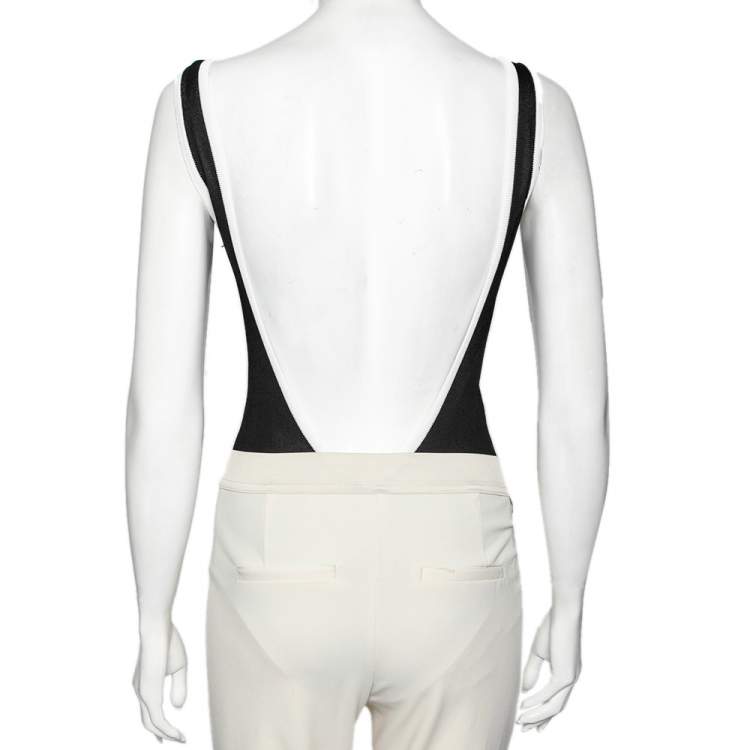 Pre Owned Balmain Black Knit Logo Printed Sleeveless Bodysuit S 