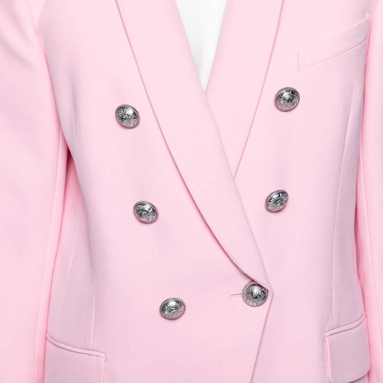 Pre Owned Balmain Pink Crepe Double Breasted Blazer XL