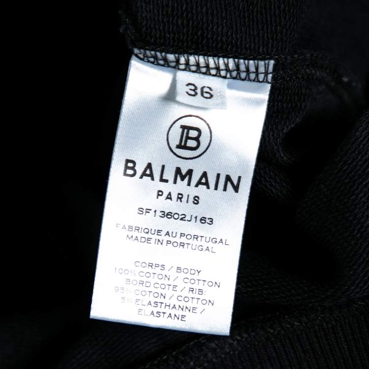مملوكة مسبقًا Balmain Black Logo Printed Cotton Sweatshirt S