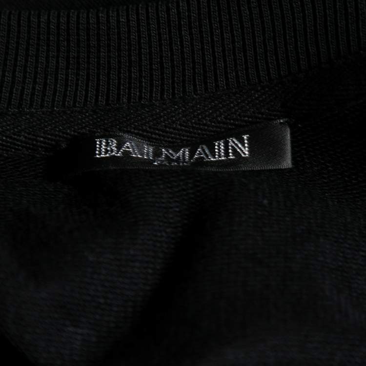 مملوكة مسبقًا Balmain Black Logo Printed Cotton Sweatshirt S