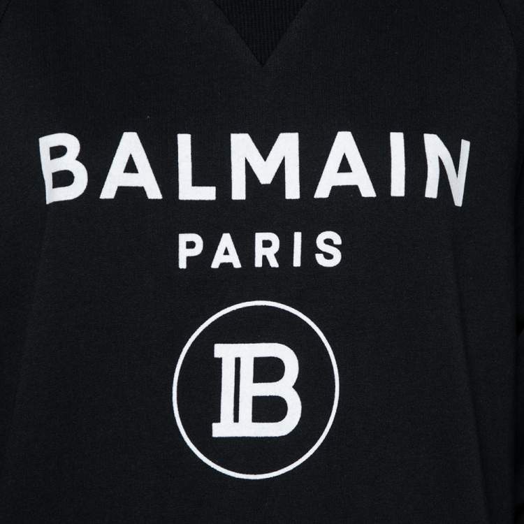 مملوكة مسبقًا Balmain Black Logo Printed Cotton Sweatshirt S