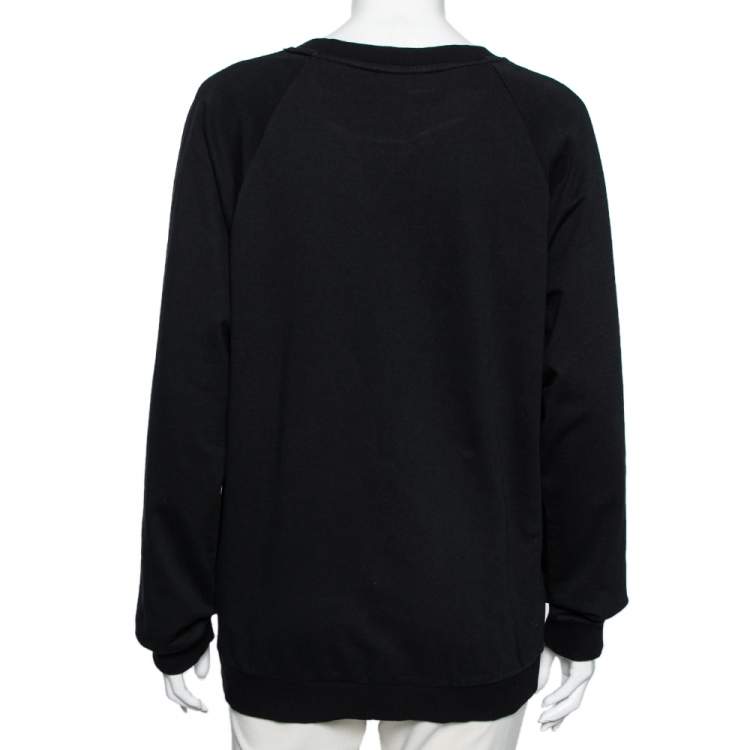 مملوكة مسبقًا Balmain Black Logo Printed Cotton Sweatshirt S