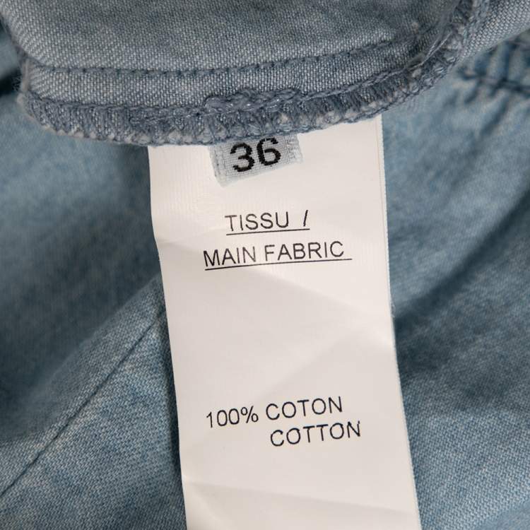 مملوكة مسبقًا Balmain Blue Chambray Short Sleeve T-Shirt S