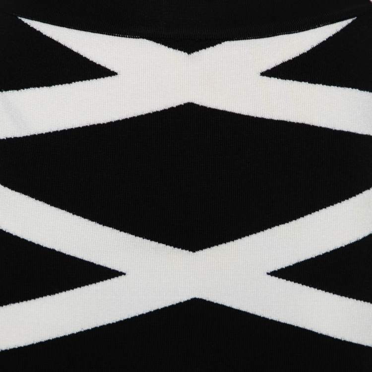 Pre Owned Balmain Monochrome Patterned Knit Mini Skirt S