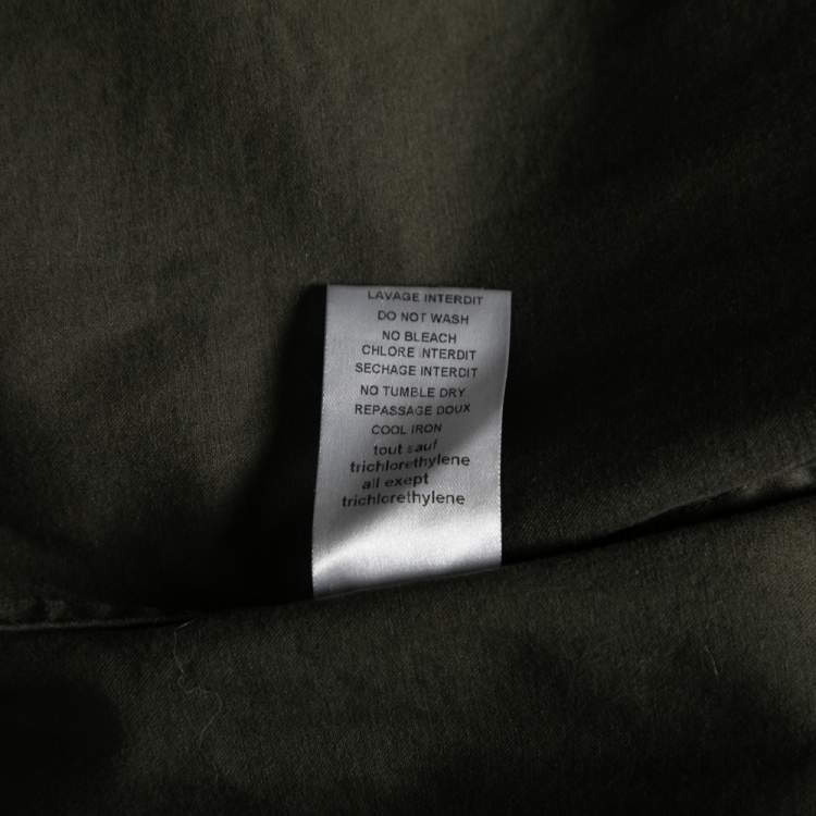 Pre Owned Balmain Dark Green Cotton Distressed Embellished Button Front Military Shirt M