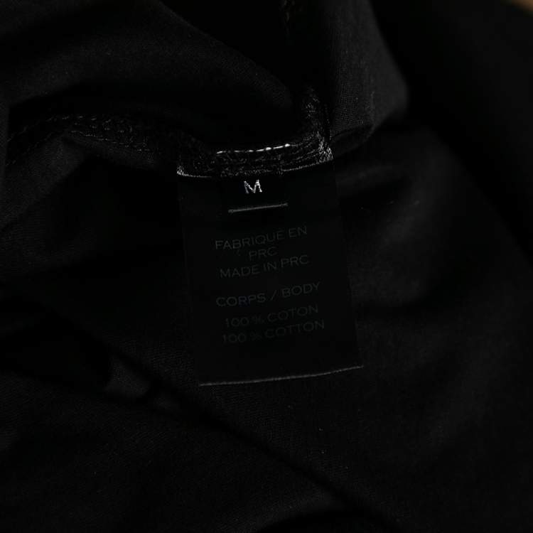Pre Owned Balmain Black Cotton Logo Printed Crew Neck Short Sleeve Top M
