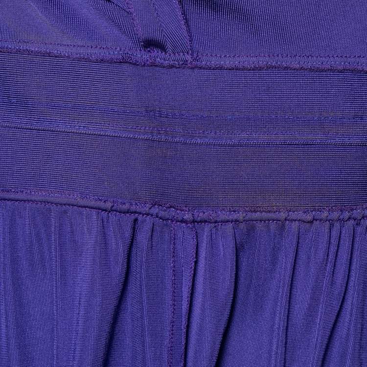 Pre Owned Balmain Purple Jersey Embellished Waist Short Dress S