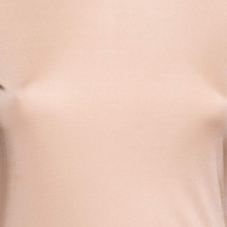 Pre Owned Balmain Nude Stretch Knit Long Sleeve Bodysuit M 