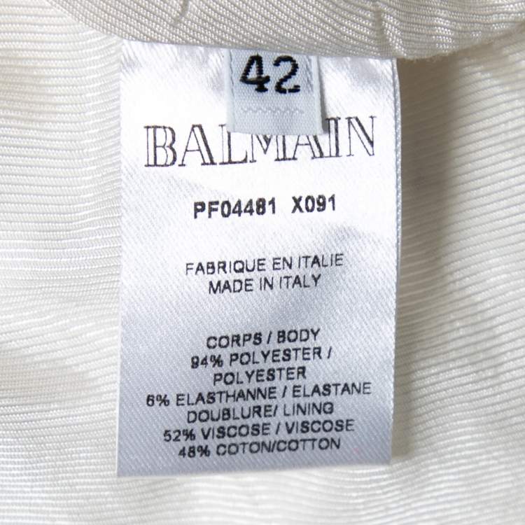 Pre Owned Balmain Silver Quilted Mini Skirt L