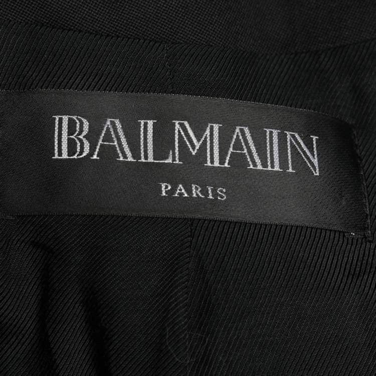Pre Owned Balmain Black Wool Double Breasted Blazer L
