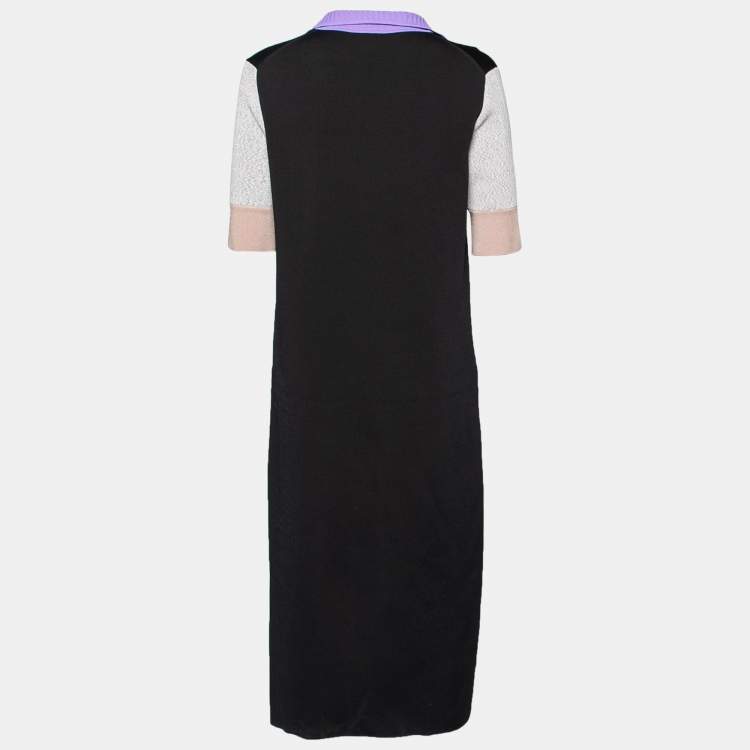 Pre Owned Balenciaga Colorblock Pattern Knit Shift Midi Dress M