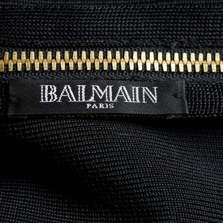 Pre Owned Balmain Black Knit Lace-Up Detail One Shoulder Bodycon Dress S