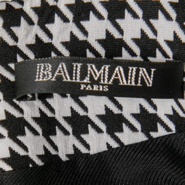Pre Owned Balmain Monochrome Houndstooth Jacquard Mini Dress M