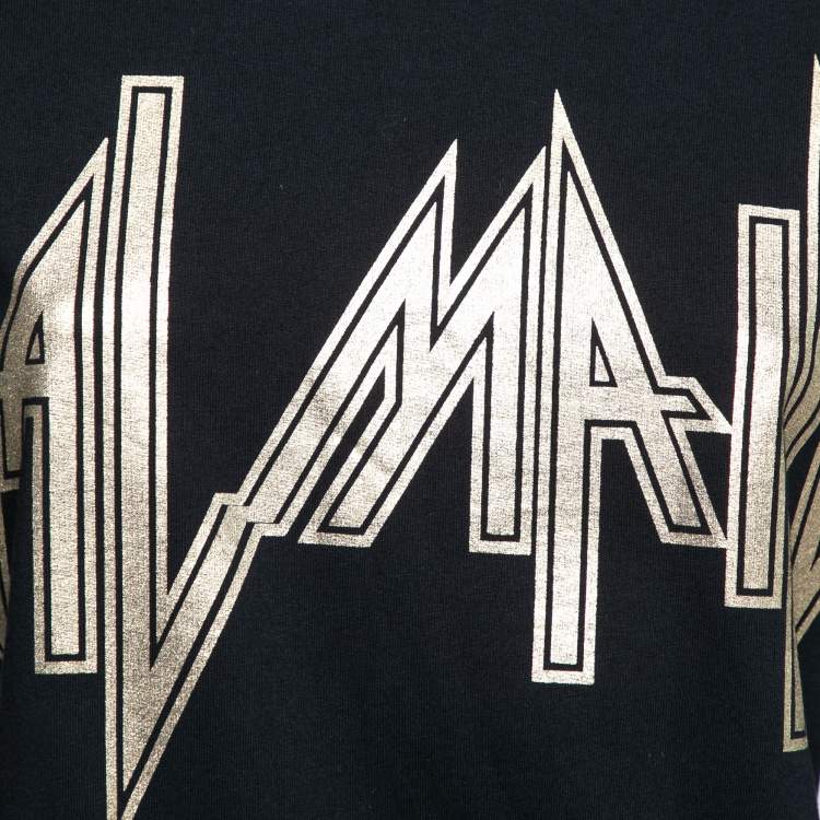 Pre Owned Balmain Black Cotton Oversize Logo Printed Long Sleeve Sweatshirt S