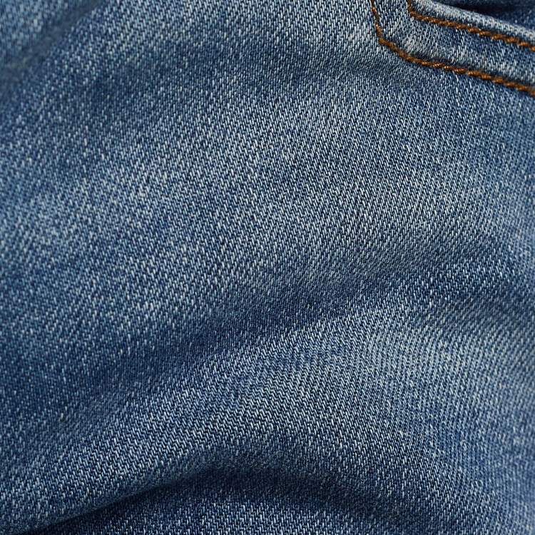 Pre Owned Balmain Indigo Light Wash Denim Biker Jeans M