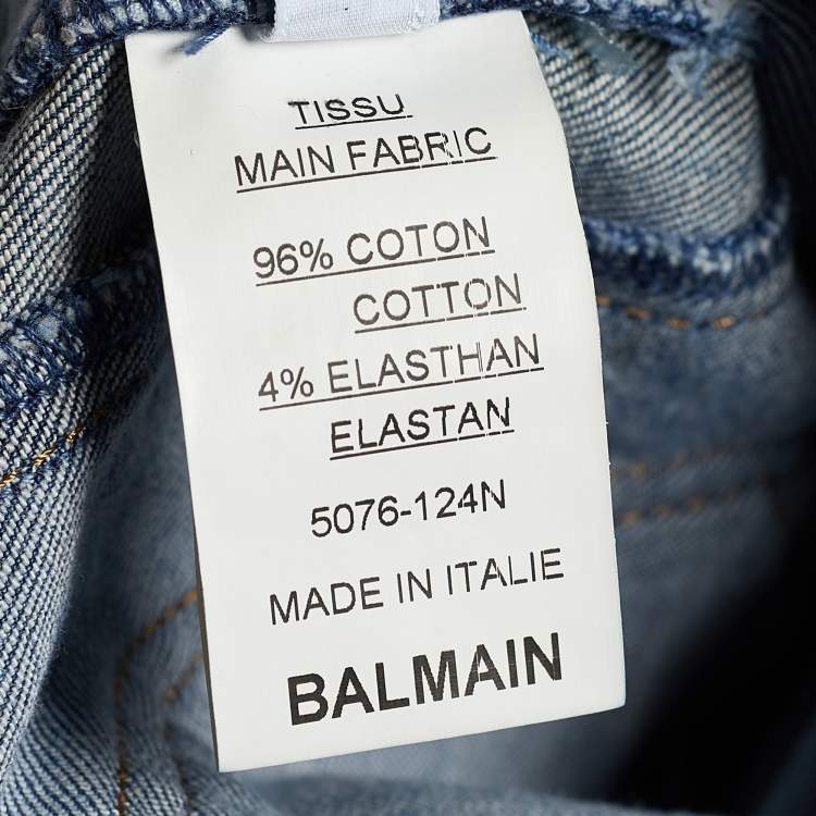 Pre Owned Balmain Indigo Light Wash Denim Biker Jeans M