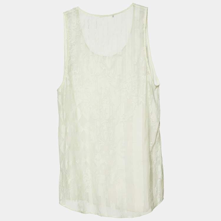 Pre Owned Balmain Yellow Harlequin Check Jacquard Sleeveless Tank Top S