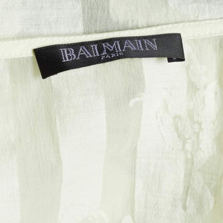 Pre Owned Balmain Yellow Harlequin Check Jacquard Sleeveless Tank Top S