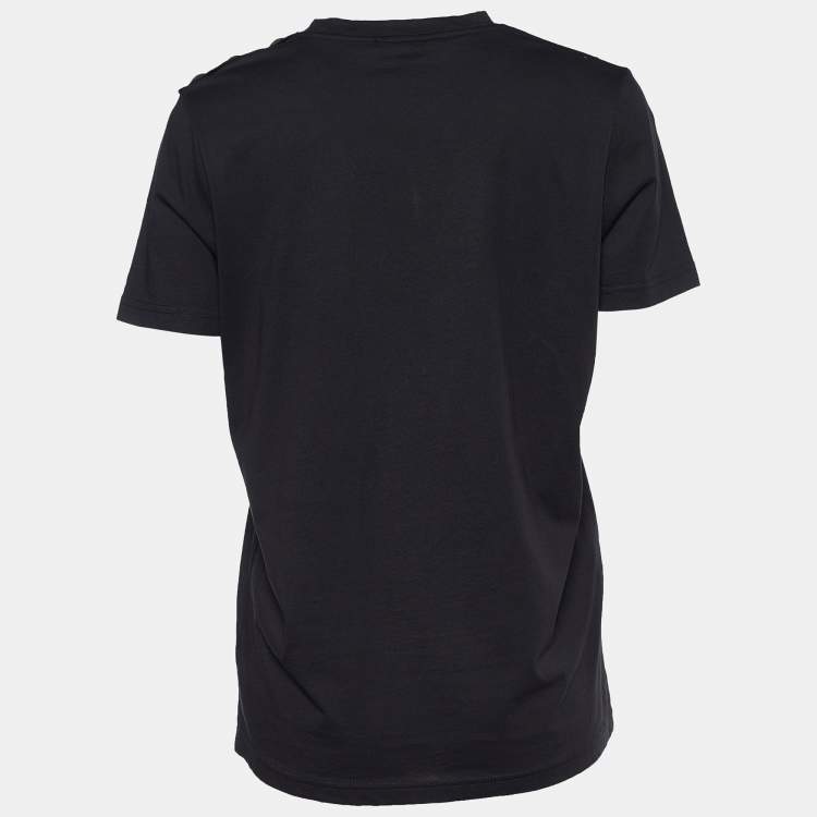 مملوكة مسبقًا Balmain Black Jersey Logo Print Crew Neck T-Shirt M