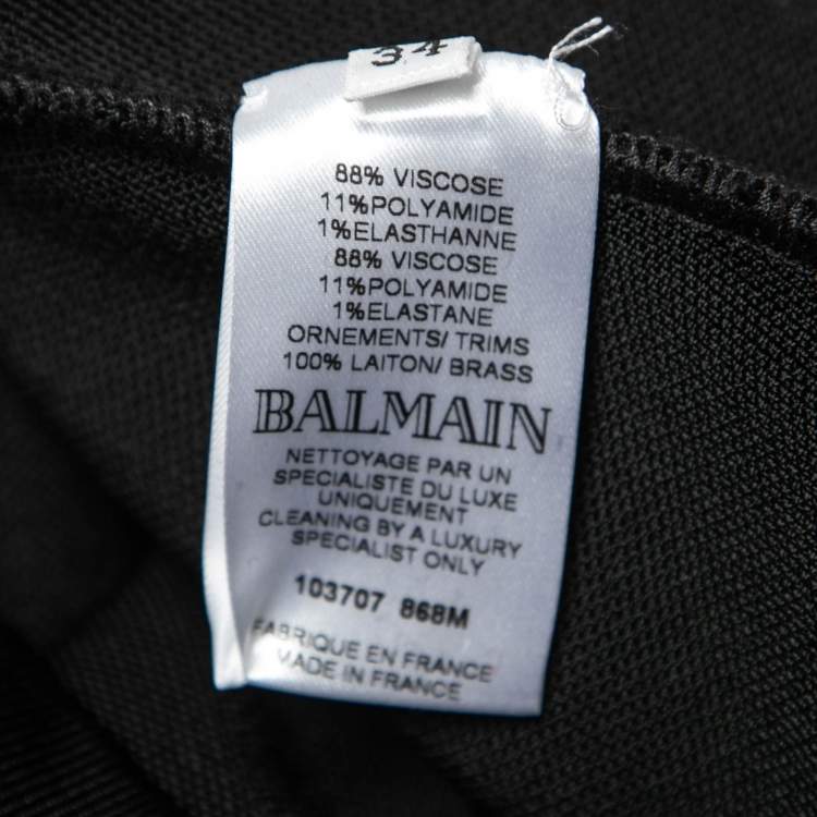 Pre Owned Balmain Black Stretch Knit Lace Up Detail Bodycon Dress S