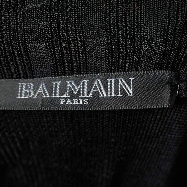 مملوكة مسبقًا Balmain Black Jersey Gold Button Detail Dress S