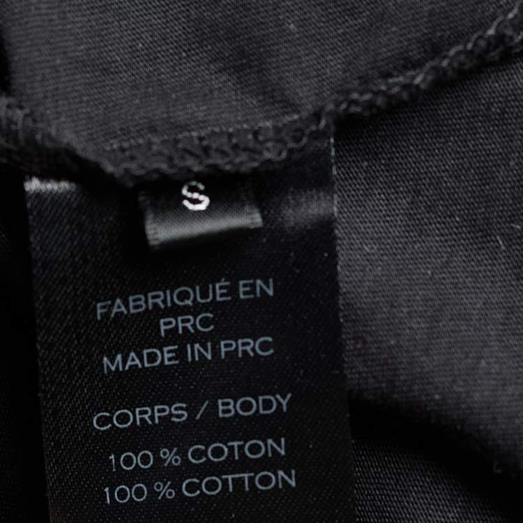 Pre Owned Balmain Black Logo Print Cotton Button Detail Crew Neck T-Shirt S